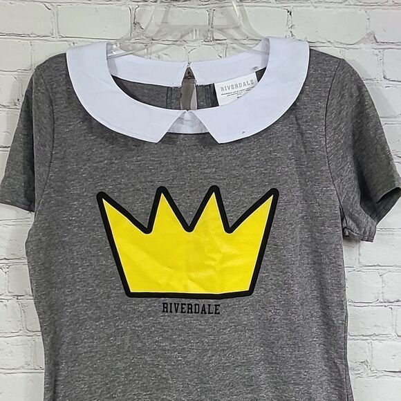 Riverdale Vixen Betty Cooper Jughead Crown Dress M/L Gray Collared Midi Costume - Picture 2 of 11